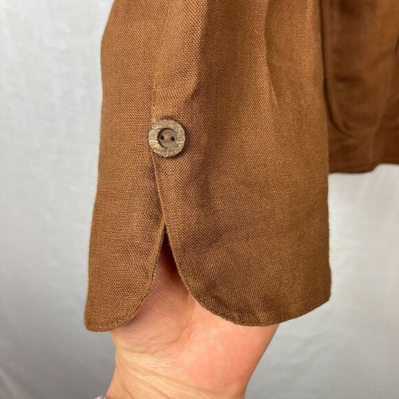 Tweeds 100% Linen Wide Leg Pant Jacket Set Women 12 Minimalist Lagenlook Neutral - Picture 8 of 16